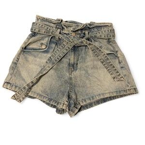 Veronica Beard High-Waist Denim Shorts with Tie Belt